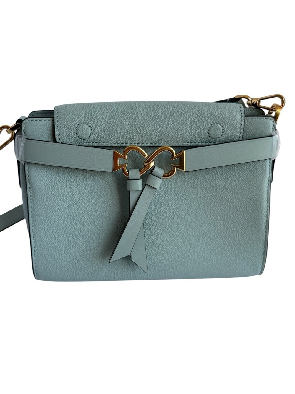 Kate Spade Toujours Medium Crossbody Pale Blue Gold Pebbled Leather Bag Purse